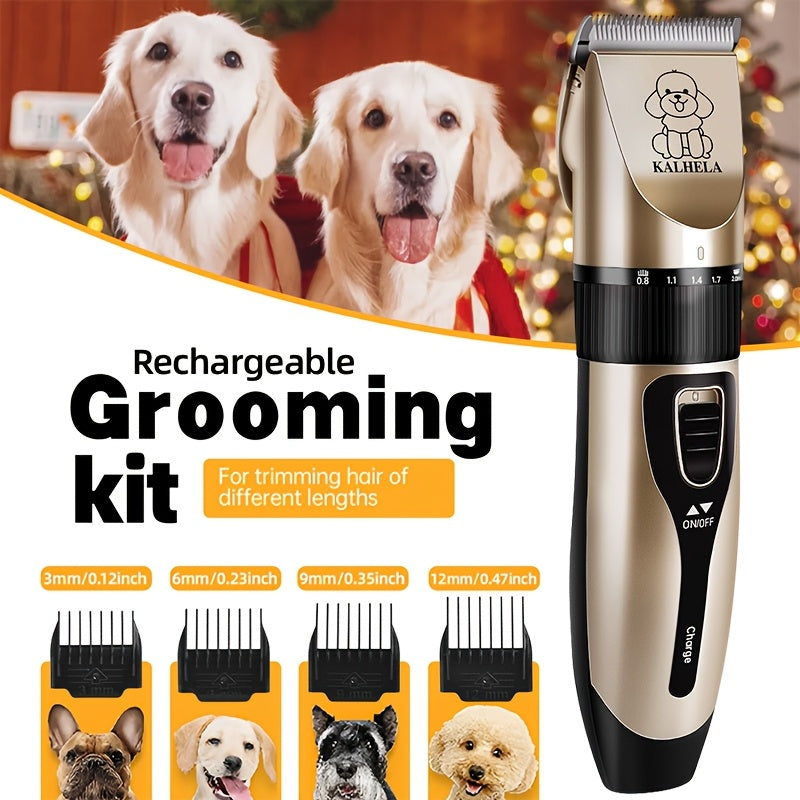 Dog Grooming Kit USB Rechargeable Electric Clippers Ceramic Blade Pet Hair Trimmer with Brush Comb Set for Cats Dogs Golden Red Grey Beauty Sets