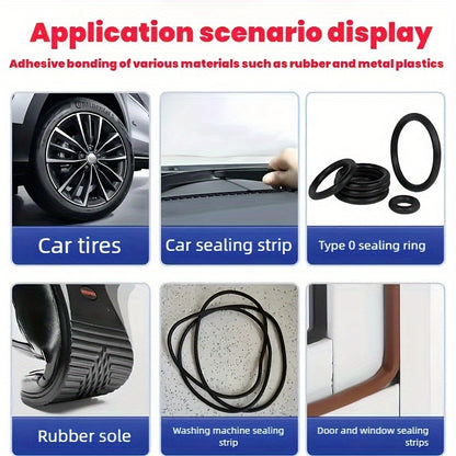 1pc Heavy-Duty Quick-Curing High-Strength Rubber Adhesive - Heat-Resistant, Instant Bonding for Automotive, Industrial, Shoe & Hose Repairs - Strong Adhesion for Rubber, Gaskets, Conveyor Belts, Windscreen Seals, Shock Absorbers - Long-Lasting Flexi