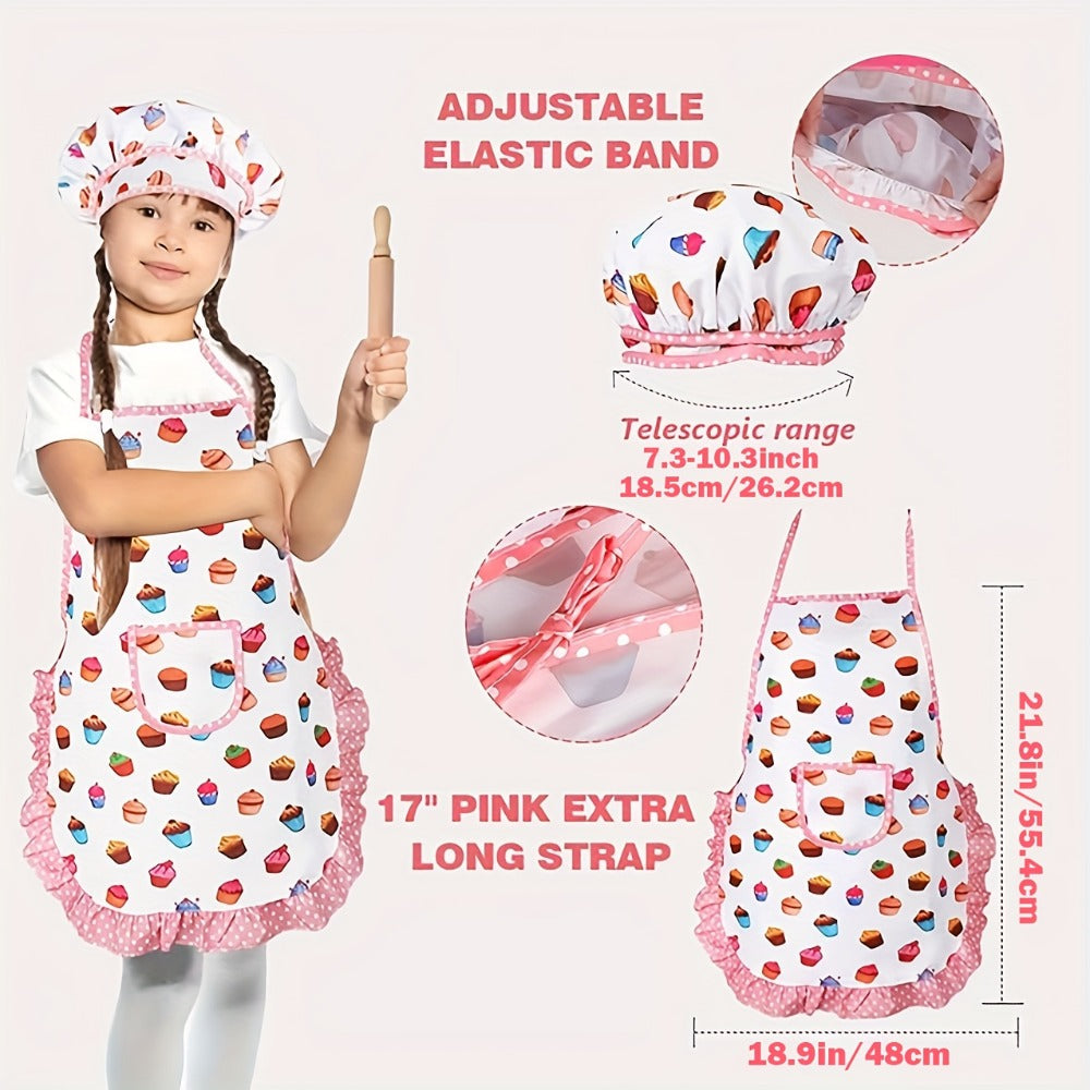 Kids Cooking & Baking Set 24 PCS – Chef Hat & Apron Dress-Up Costume with Baking Accessories for Girls Boys Ages 3-10 | Pretend Play Kitchen Toy | Best Birthday Christmas Gift