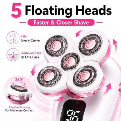 Waterproof Electric Shaver for Women & Men – IPX6 Rotary Head, Wet & Dry Body Hair Removal, Floating Head, Type-C Charging, LED Display, Underarm Leg Arm Face Shaver, Holiday Gift