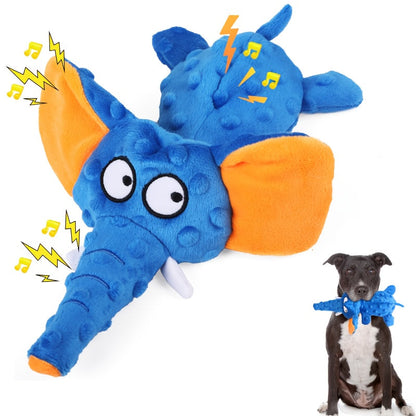 Squeaky Unstuffed Dog Toy - No Stuffing Elephant Plush Chew Toy for Dogs, Crinkle Squeaker Toy for Puppies and Small Medium Dogs, Durable Double-Layer Fabric, Safe Teething Toy for Light to Medium Chewers