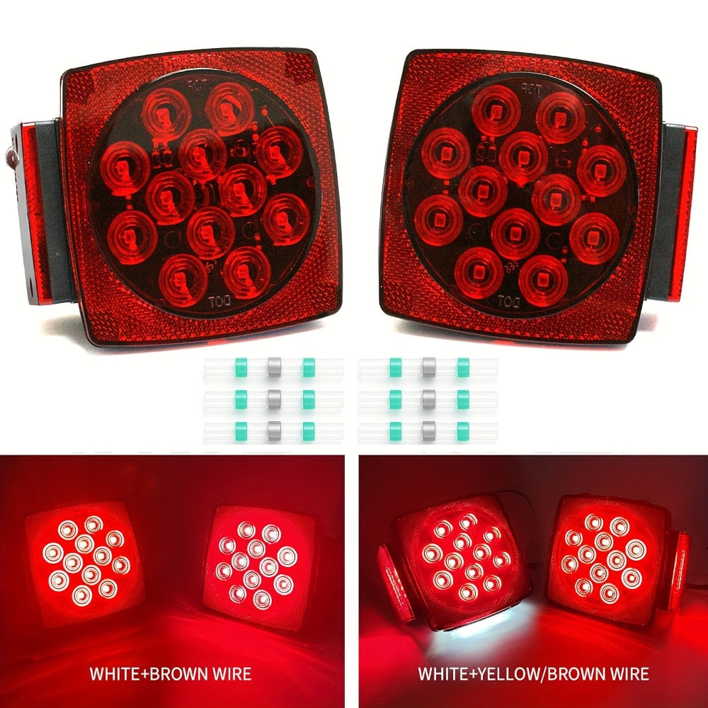 12V LED Trailer Tail Lights Kit - Stop, Turn Signal, Brake & License Plate Light for Trailers Under 80" - Boat, RV, Camper, Truck