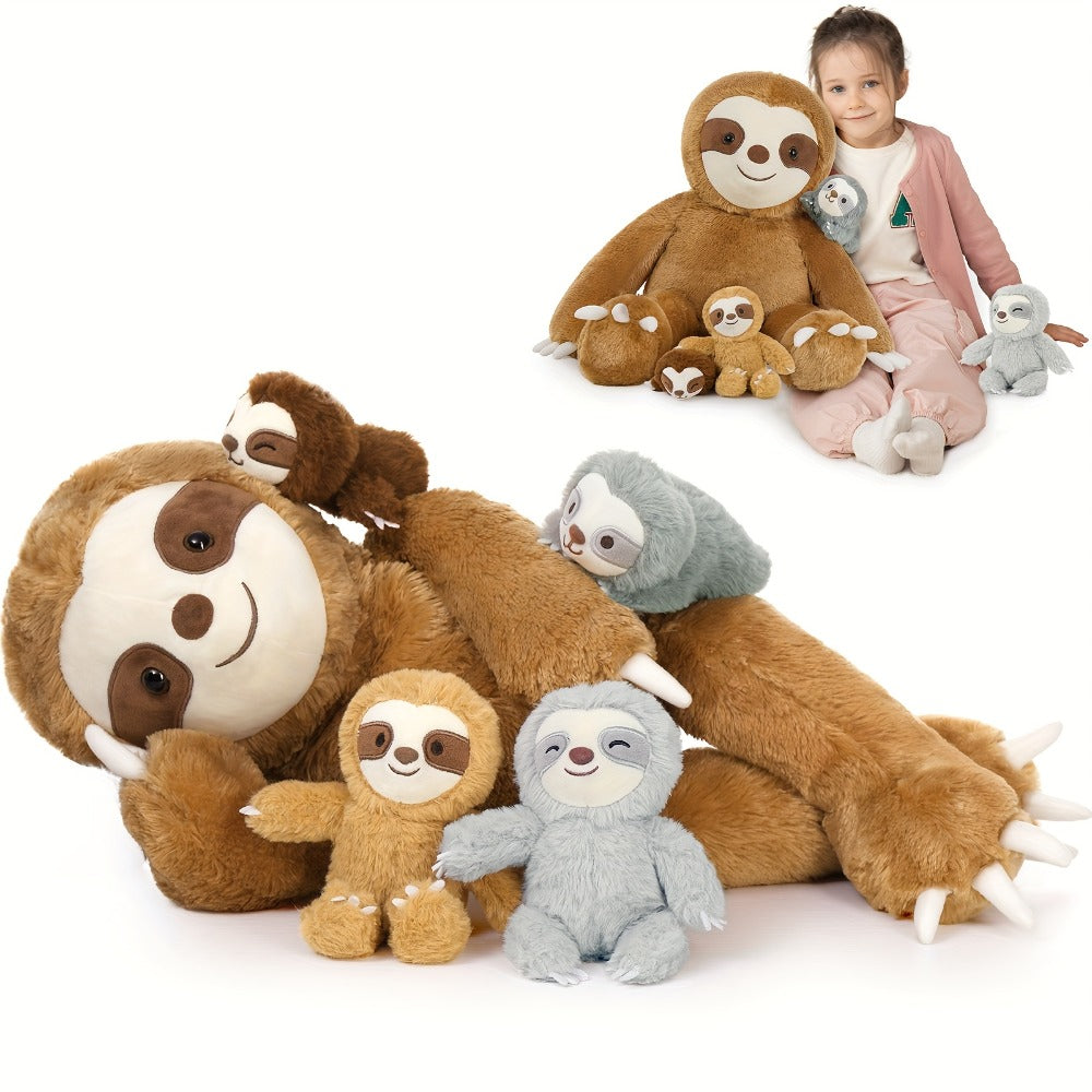 Large Sloth Stuffed Animal Set 5 Pack 22 Inch – Realistic Bradypus Plush with 4 Small Sloth Toys, Birthday Christmas Halloween Gift for Boys Girls Kids by MaoGoLan