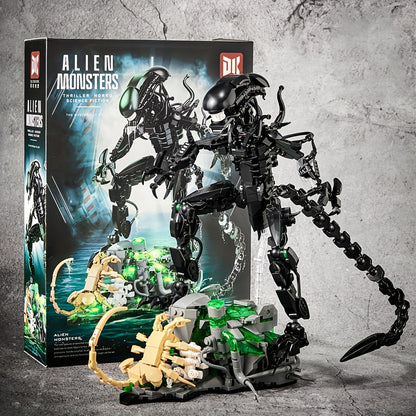 Alien Beast Building Blocks Set 958pcs – Sci-Fi Movie Character Model Kit, Black ABS Bricks, STEM Toy for Kids Teens & Adults, Cool Birthday Christmas Gift Display Collectible