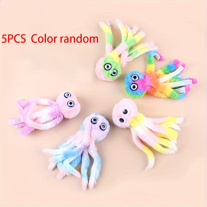 Cat Kick Toy Octopus 5-Pack - Cute Stuffed Chew & Kick Plush Toy for Indoor Cats, Teaser Wand Replacement Heads, Colorful Catnip-Style Interactive Cat Toy Set for Biting & Bunny Kicking
