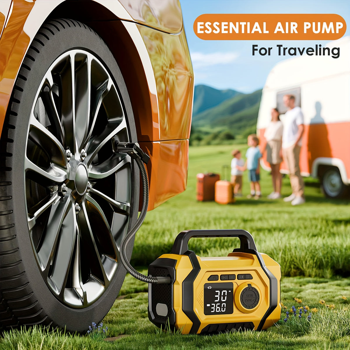 7000 A Jump Starter with Air Compressor & 7000A Jump Starter, Portable Car Battery Jump Starter (2.38gal Gas/2.25gal Diesel), 12V Battery Charger Booster, 150PSI Auto-Shutoff Tire Inflator, Portable Jumper Cables, LED Light, High-Capacity Power Bank