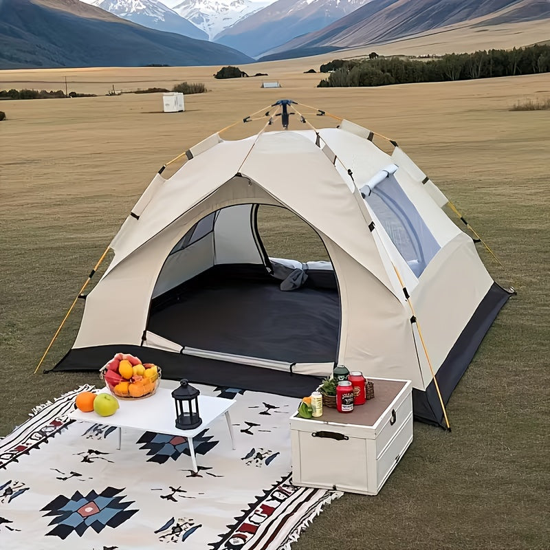 Instant Setup Camping Tent 2 Person 3-Second Auto Pop-Up Fiberglass Poles Oxford Cloth All-Season Zip Closure Hiking Travel Beach Tent Small Large Double Door