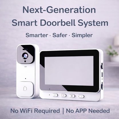 Smart Video Doorbell Wireless Touchscreen Display | Motion Detection 2-Way Audio Local Storage No Subscription | Easy No-Wire Install Home Security Doorbell Camera System