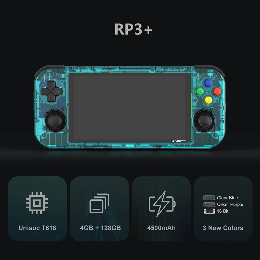 Retroid Pocket 3+ Handheld Game Console – 4.7" IPS Android 11 Retro Emulator 4GB RAM 128GB PS1 N64 SNES GBA Portable Gaming 5 Colors