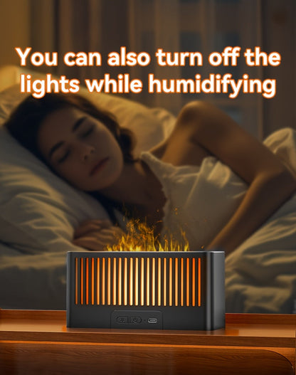 Flame Humidifier with 7-Color Simulated Fire Effect | USB Aromatherapy Essential Oil Diffuser & Cool Mist Humidifier for Living Room, Bedroom & Office | Atmosphere Decor Gift | Black & White