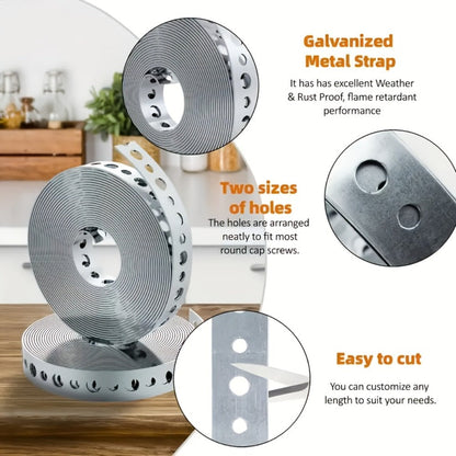 Galvanized Steel Pipe Support Bar with Pre-Drilled Holes - Heavy-Duty Corrosion-Resistant Hanging Rod for Plumbing HVAC Garage Workshop, Industrial Metal Tube Rack, 5m / 10m / 15m Options