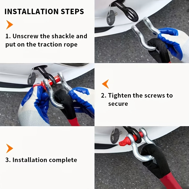 Heavy Duty Tow Rope, 22 Ton/48501 Lbs High Strength Nylon Kinetic Recovery Rope, with Bow Shackles And Storage Bag, for Truck SUV UTV ATV Emergency Rescue