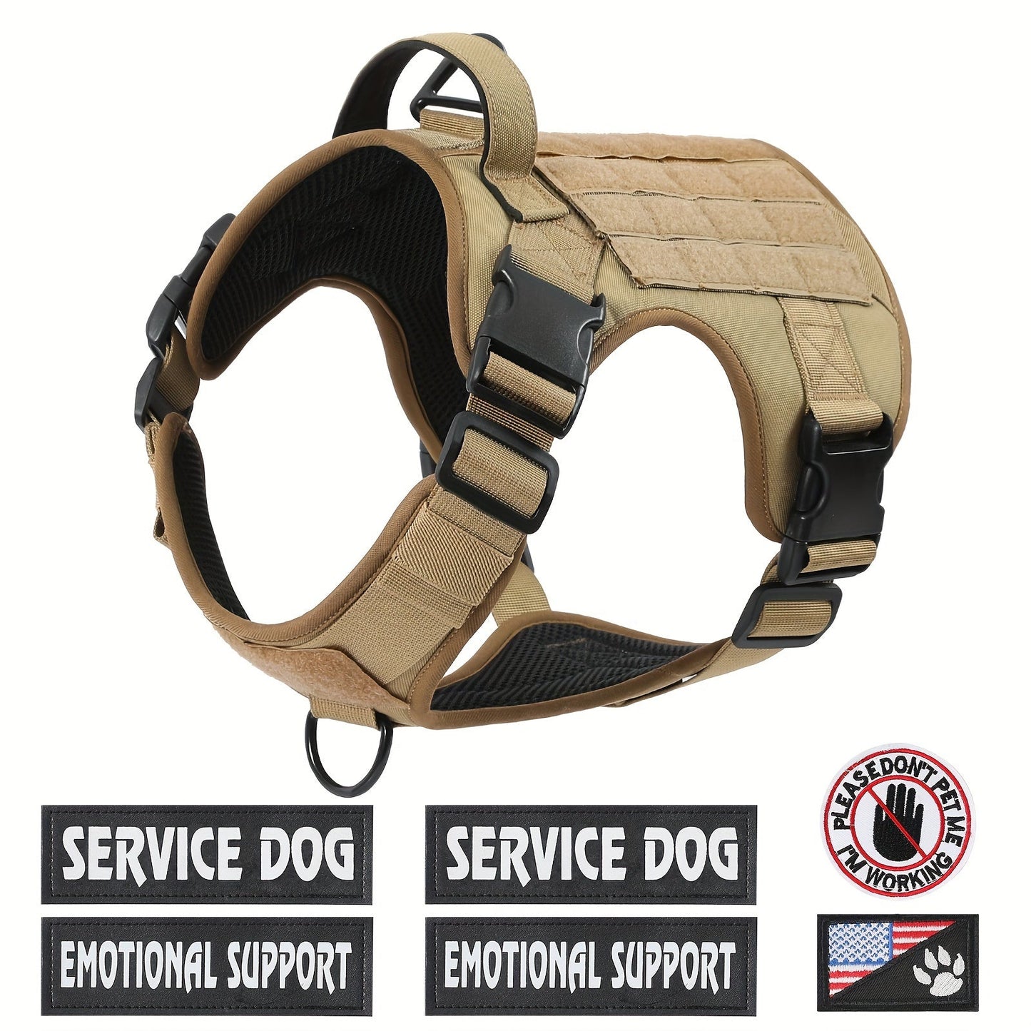 Dog Tactical Harness No-Pull Chest Vest with Handle – Adjustable Military Style Pet Harness for Small Medium Large Dogs