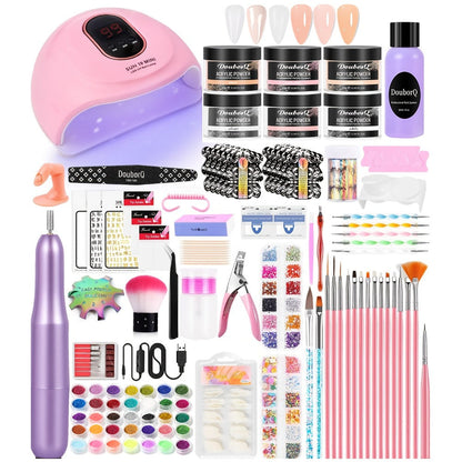 Acrylic Nail Kit with Electric Drill & UV LED Nail Lamp - Complete Professional Starter Set for Beginners with Acrylic Powder Brush Tools All-in-One Nail Extension System