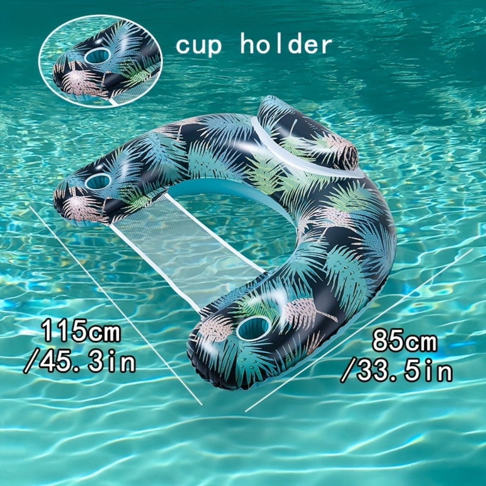 Inflatable Pool Float Chair with Cup Holder & Backrest for Adults – Striped Durable Water Lounge Float, 3-Color Set, 6-Pack or Single Options for Pool Lake River Summer Party