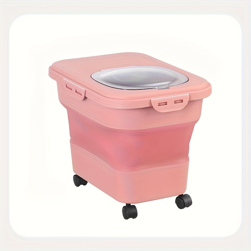 Pet Food Storage Container with Wheels – Large Capacity Airtight Sealed Bin, Moisture & Insect Proof with Measuring Cup for Cat & Dog Dry Food