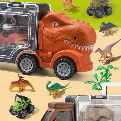 T-Rex Dinosaur Car Playset for Kids – Large Dino Truck with Mini Dinosaur Cars Figures & Accessories, Boys Dino Vehicle Toy Birthday Gift Ages 3 4 5 6
