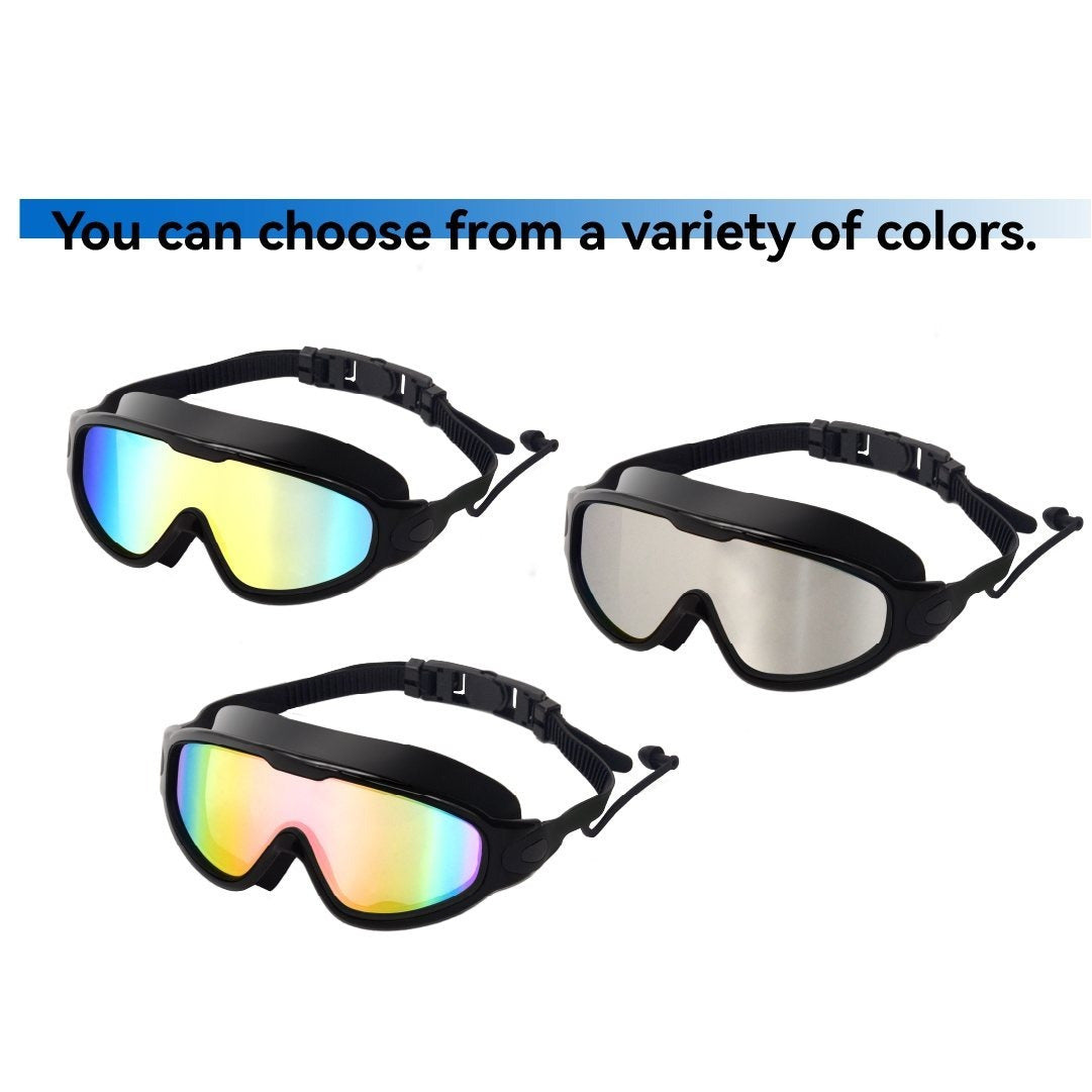 Anti-Fog Swim Goggles 2-Pack with Earplugs Nose Clip & Case, Wide Lens Leakproof