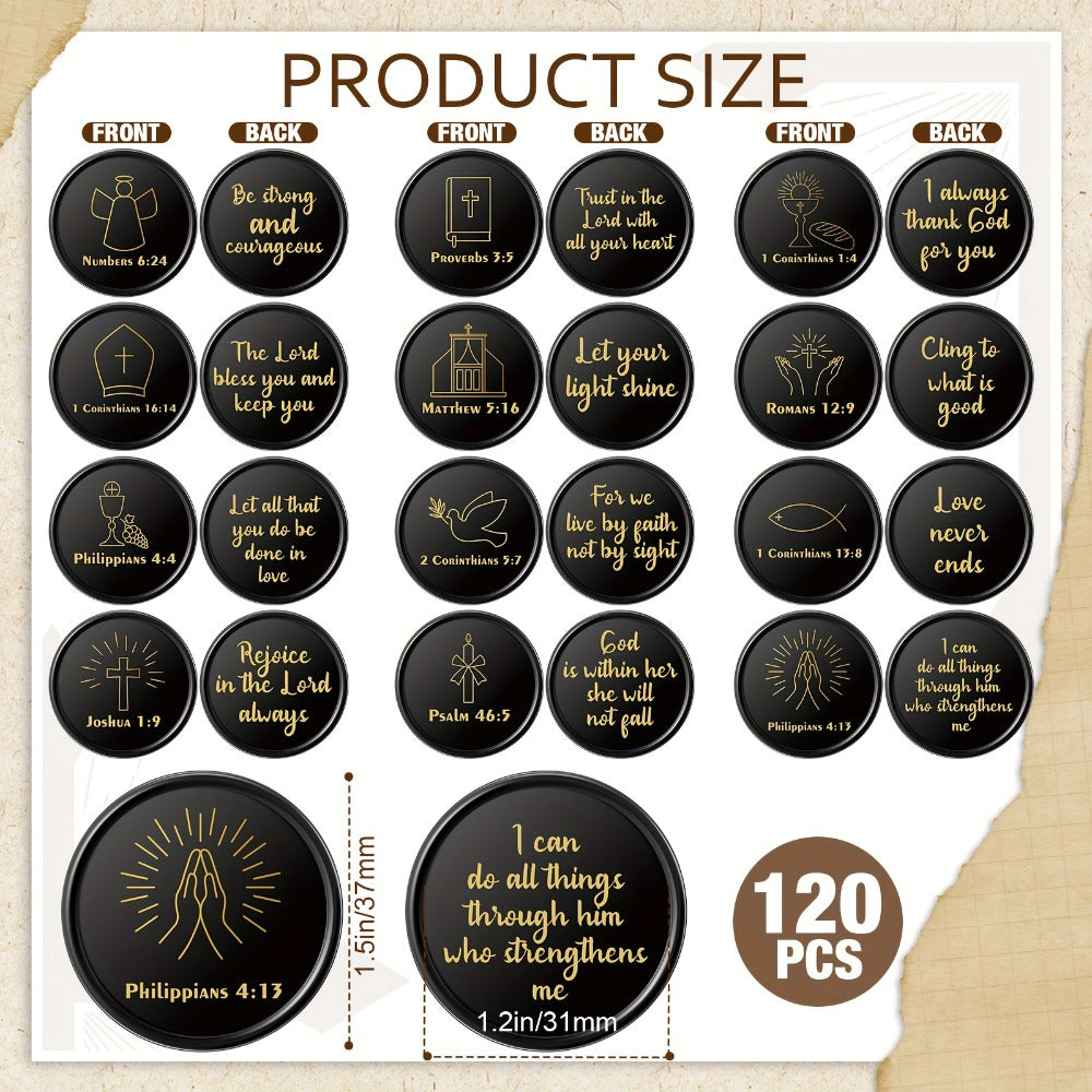 Bible Verse Coins Bulk 120 Pack – Christian Scripture Token Gifts for Church Events, Sunday School Prizes, VBS Rewards, Baptism, Easter Basket Fillers & Religious Party Favors