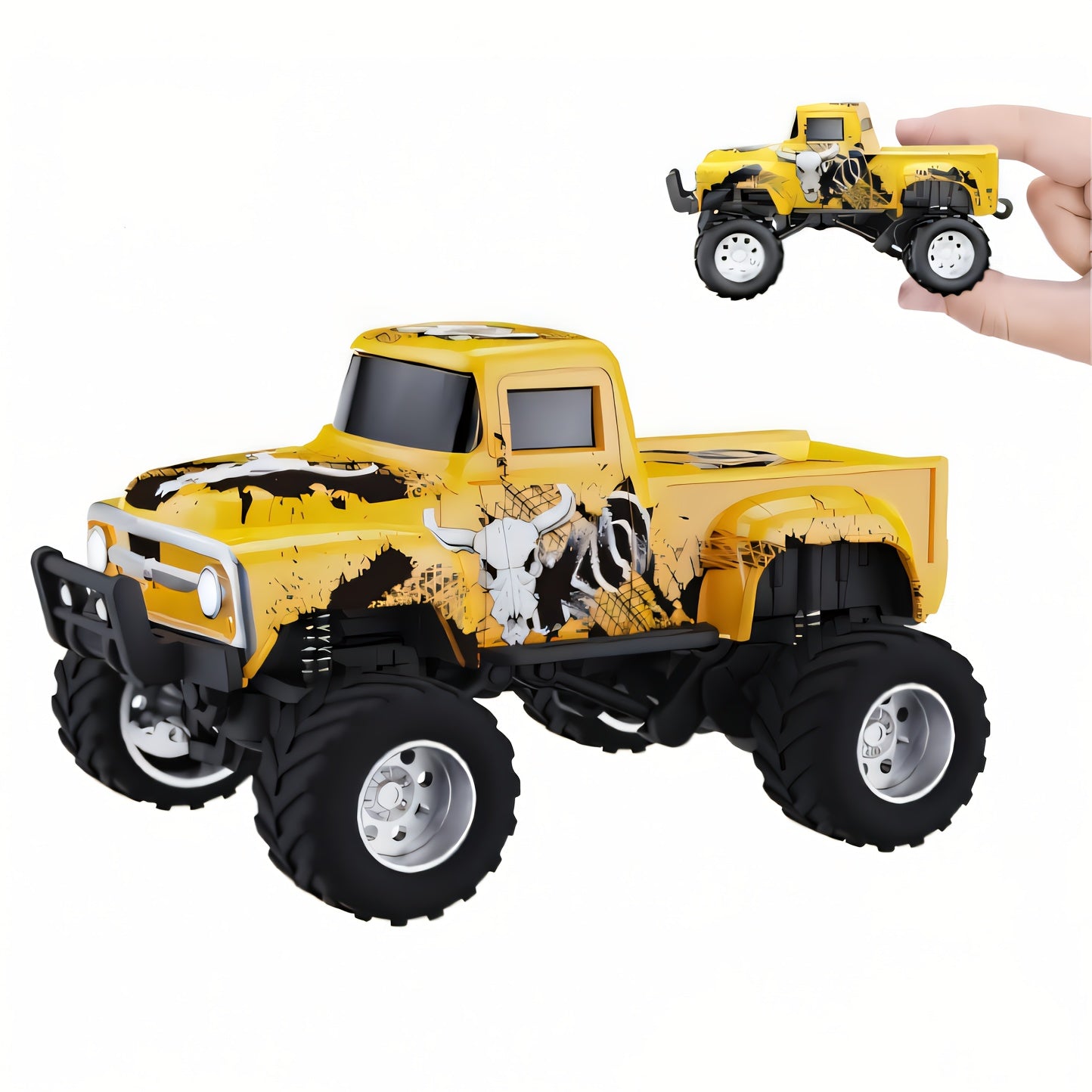 RC Monster Truck 1:64 Scale Alloy Shell with LED Lights | Multi-Control Modes, Adjustable Speed & Steering | Mini Off-Road Toy Car for Kids Adults