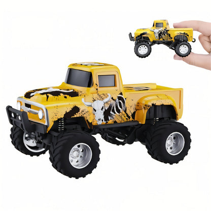RC Monster Truck 1:64 Scale Alloy Shell with LED Lights | Multi-Control Modes, Adjustable Speed & Steering | Mini Off-Road Toy Car for Kids Adults