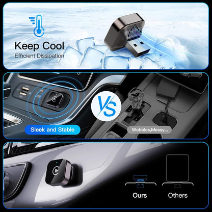 Wireless Carplay Adapter & Android Auto 2025 Upgrade Wired CarPlay to Wireless, 2-in-1 Mini USB Design with Fast Stable Connection Car Play for Apple IOS 10+, Android 11+ Version Car Play Wireless Adapter