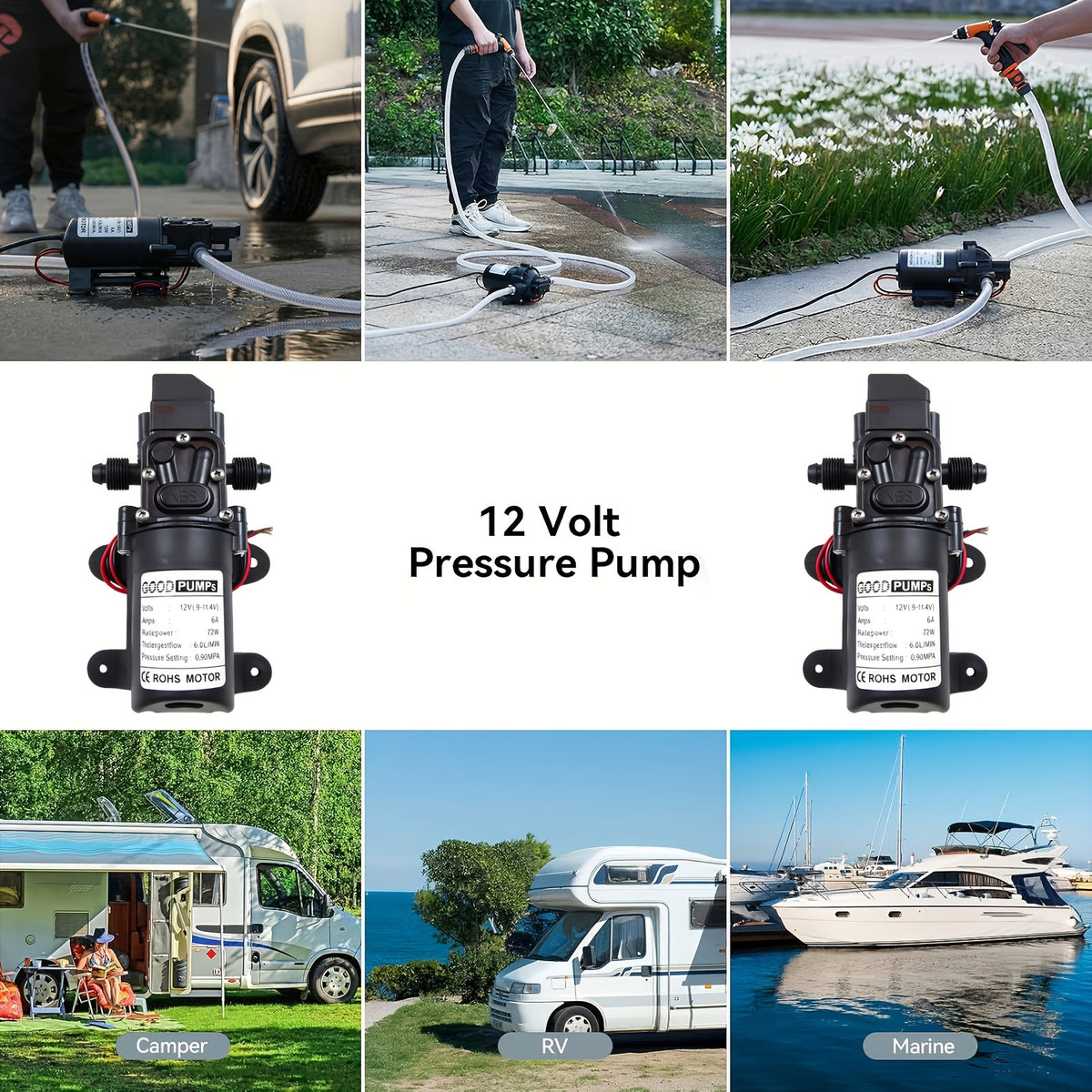 1/2/3pcs 12V Self Priming Sprayer, 130PSI High Pressure Portable Electric Water Pump, Durable ABS Material, for Camper Van, Car Wash, Tap Water Pressurization, Fish Tank, Bath, RV, And More, Without Battery