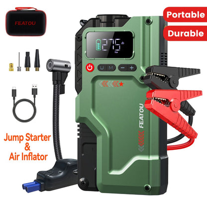 20000A Jump Starter with Air Compressor 150PSI Digital Tire Inflator – Portable Heavy-Duty Battery Pack Car Jumper Starter with USB-A & USB-C Charging for Gas & Diesel Engines (Enhanced Version)