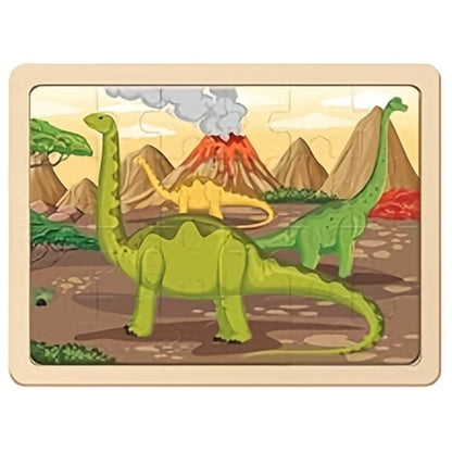 Dinosaur Puzzle Set for Kids Ages 3-8 Wooden 4-in-1 Jigsaw with 24 Pieces Each – Colorful Preschool Educational Toy for Boys & Girls, Fun Birthday Christmas Easter Gift for Toddlers & Children