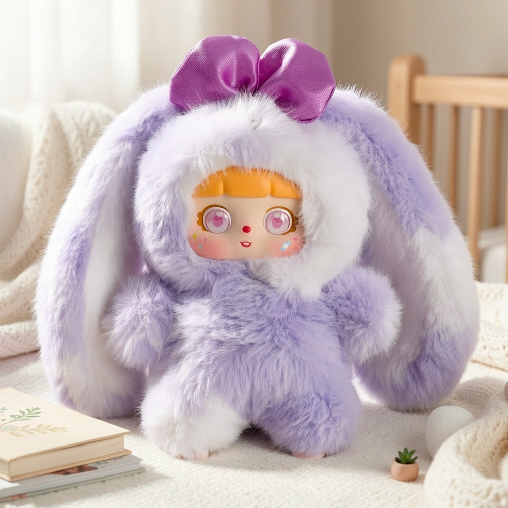 Kawaii Rabbit Plush Toy with Detachable Face — Soft Bunny Stuffed Animal Collectible for Girls Teens Adults | Unique Birthday Valentine's Day Christmas Holiday Gift | Room Decor Shelf Display