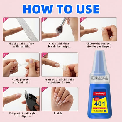 Waterproof Nail Adhesive Tabs with Nail Stickers 0.85oz Dropper Tip Bottle - Extra Strong Alcohol-Free Quick Release Long Wearing Salon Formula for Press On Nails & Nail Art Women 2 6 8 Pack Value Set