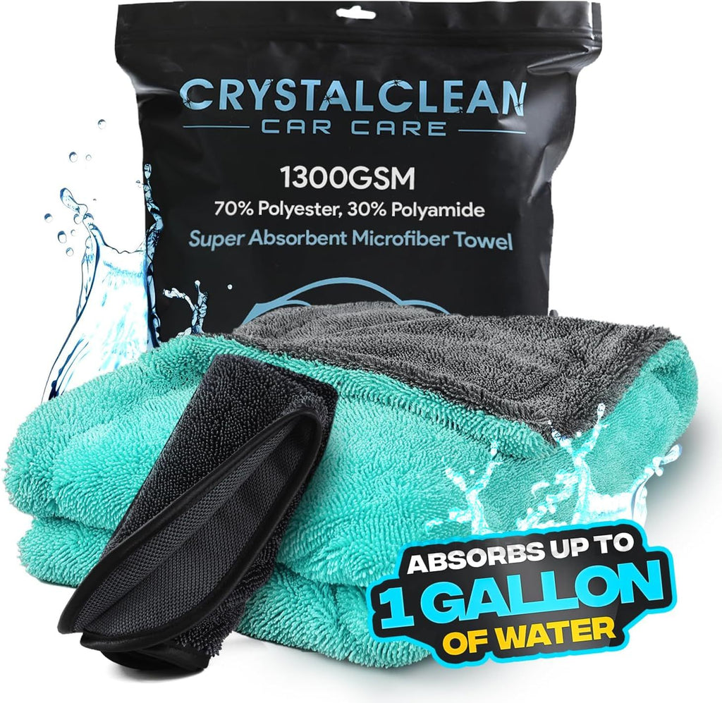 Extra Large Pack of 2 Double Twisted Loop Quick-Drying Towel | 24X36 Inches 1400GSM And 12X12 Inches | High Absorbency | Leaving No Streaks | Designed for Car Detailing