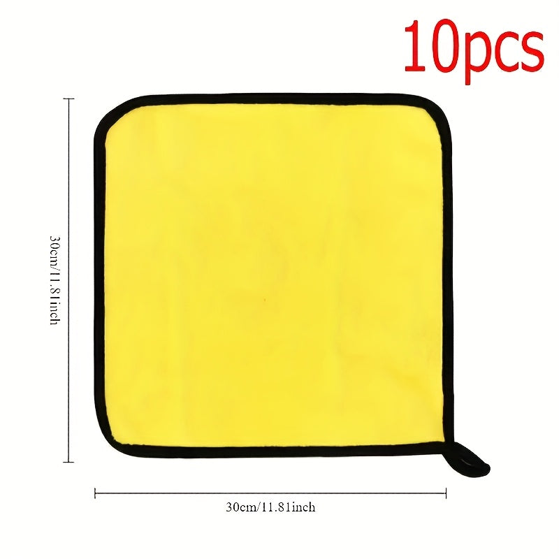10pcs Of Durable Car Cleaning Towels, Wipe Dry And Absorbent Towels, No Hair Shedding And No Traces, Microfiber Cleaning Cloth, Car Wash Drying Towels, Car Interior Glass Details Cleaning, High Cost, Suitable for Household Cleaning Use