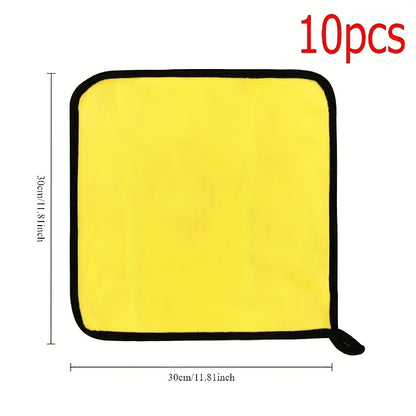 10pcs Of Durable Car Cleaning Towels, Wipe Dry And Absorbent Towels, No Hair Shedding And No Traces, Microfiber Cleaning Cloth, Car Wash Drying Towels, Car Interior Glass Details Cleaning, High Cost, Suitable for Household Cleaning Use