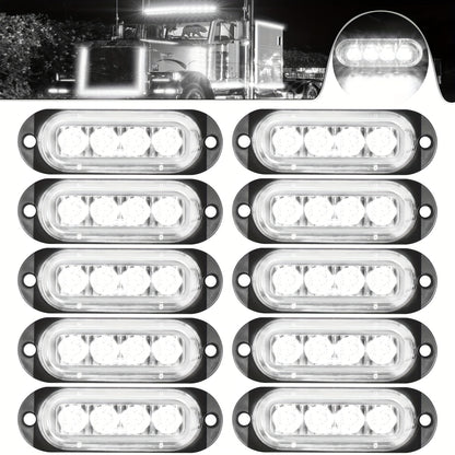 10pcs LED Side Indicator Lamps for Cars & Trucks - Amber/White/Red, 12-24V, High-Visibility External Lamps for Motor Vehicles, Motor Vehicle Lighting|Modern Truck Lamps|Durable Construction, Truck Accessories, Without Battery