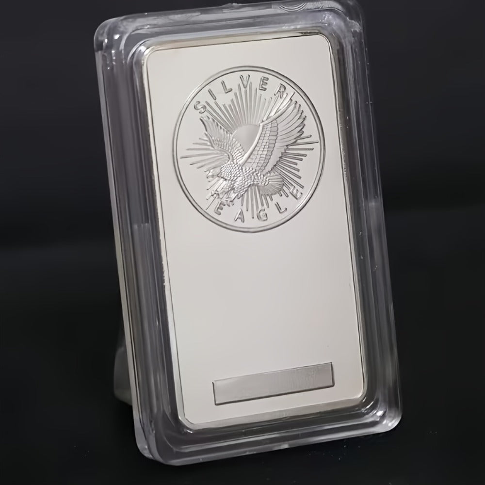 1oz Silver Eagle Statue 99% Pure Metal Collectible Figurine – Anti-Corrosion Decorative Eagle Sculpture for Home Decor Jewelry Making Craft Gift