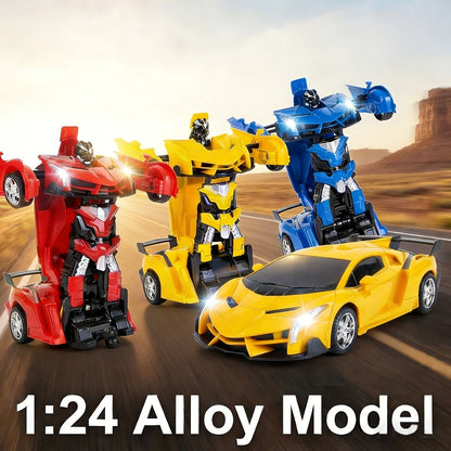 Transforming RC Robot Car for Kids 2.4GHz – One-Button Deformation Stunt Car 360 Drift LED Lights, Remote Control Toy Gift for Boys Ages 3 4 5 6 7 Birthday Easter Christmas (Red/Blue/Yellow)
