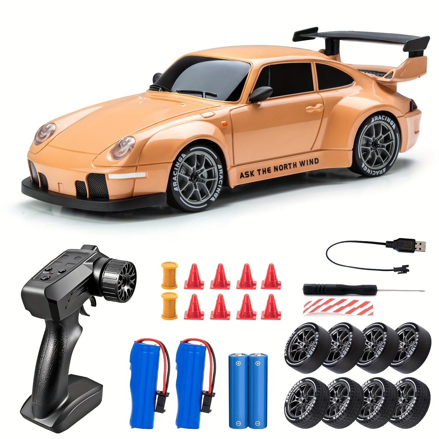 Drift RC Car 1:24 Scale S814 High-Speed 360° Spin Remote Control Stunt Car for Kids Teens Adults – Indoor Outdoor Drift Vehicle Toy, Birthday Christmas Gift, 5 Colors Grey Orange Blue Green Purple