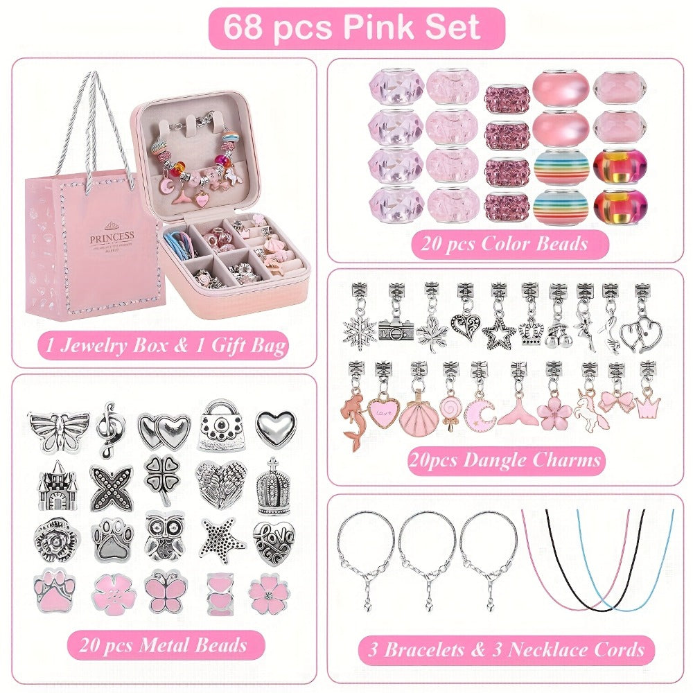 Bracelet Making Kit for Girls & Women – DIY Unicorn Mermaid Jewelry Craft Set with Portable Jewelry Box, Handmade Beaded Bracelet, Birthday Christmas Valentine's Day Graduation Gift