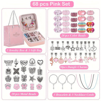 Bracelet Making Kit for Girls & Women – DIY Unicorn Mermaid Jewelry Craft Set with Portable Jewelry Box, Handmade Beaded Bracelet, Birthday Christmas Valentine's Day Graduation Gift