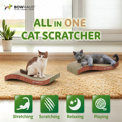 Cat Scratcher Lounger Reversible - Large Cardboard Cat Scratching Pad & Board for Indoor Cats, 5-Layer Durable Construction, Double-Sided Scratch Surface, Furniture Protector, Basic 8pcs & Curved 1pc