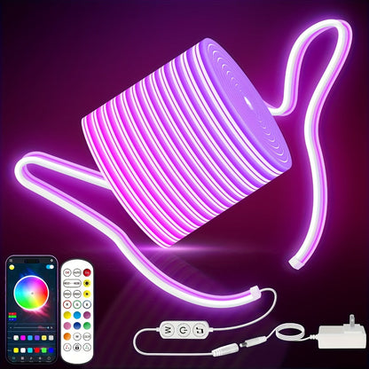 LED Neon Rope Light IP65 Waterproof – RGB Color Changing Light Strip, App & Remote Control, Music Sync, Silicone Neon Light for Bedroom, Gaming Room, Indoor & Outdoor Decoration (3.2/9.8/16.4 Ft)