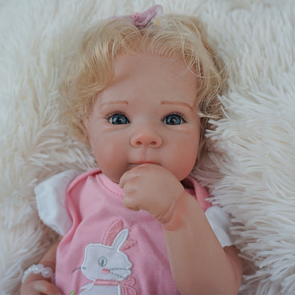 Reborn Baby Doll 16 Inch Handcrafted Newborn with Hand-Applied Eyelashes Rooted Hair Soft Cloth Body & Poseable Limbs – Includes Outfit Pacifier Diaper & Birth Certificate, Lifelike Girl Toy Gift Ages 3+ 42cm