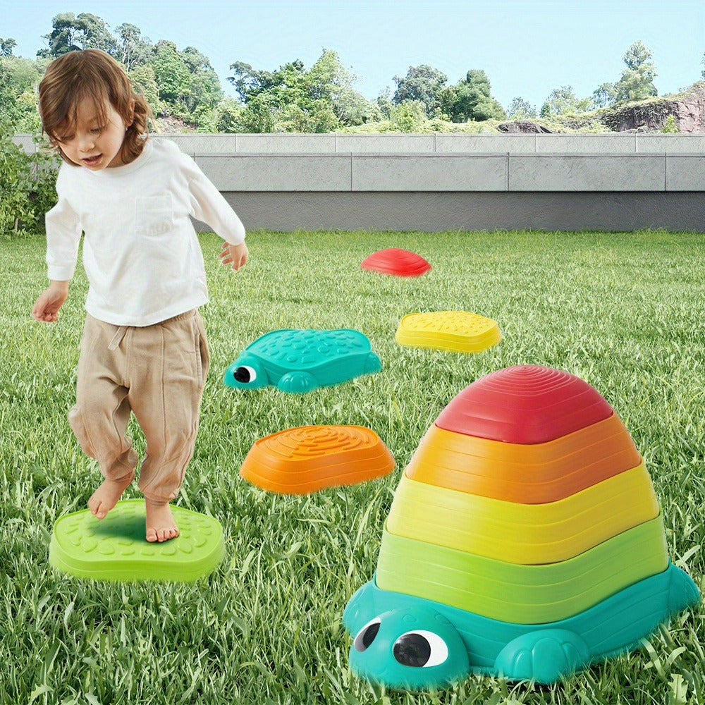 Kids Turtle Balance Stepping Stones 5pcs – Obstacle Course Coordination Game Toy, Up to 265 lbs, Non-Slip PP Material, Indoor & Outdoor Play for Boys & Girls Ages 3+ | Birthday Christmas Gift