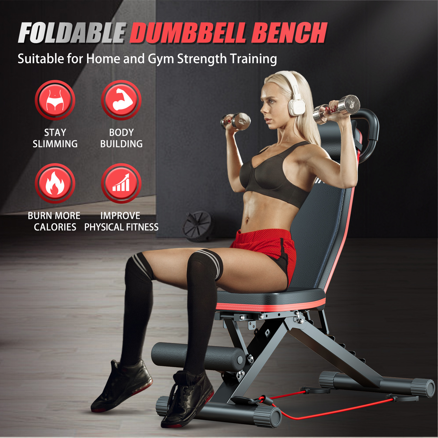 Adjustable Weight Bench 14-in-1 Foldable – 1000 lbs Capacity, 6 Incline Levels, Incline Decline Flat for Home Gym Full Body Workout