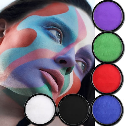 Water Activated Face Paint Kit 6 Colors with 10 Brushes – Water Based Face Body Paint Palette Black White Red Blue Green Purple for Halloween Cosplay SFX Stage Party Body Art
