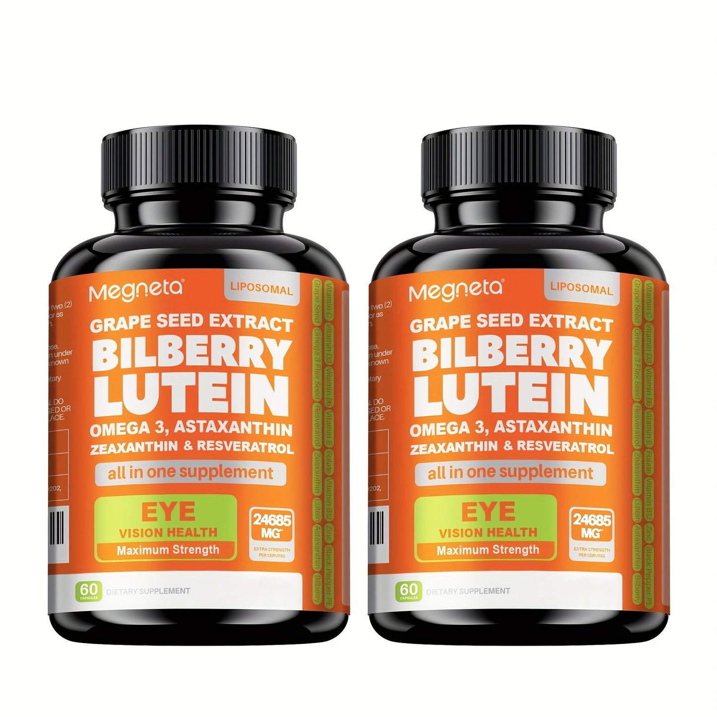 Eye Vitamins with Lutein & Zeaxanthin Capsules – Enhanced with Astaxanthin, Omega-3, Bilberry & Resveratrol for Vision Health Support | 60 Capsules | ShopVora UK