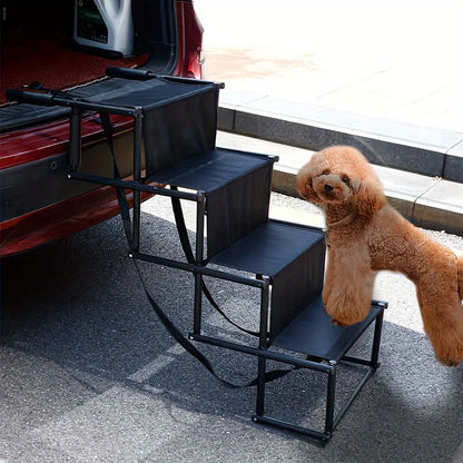 Dog Car Ramp Foldable Non-Slip – Collapsible Pet Ramp for Cars SUVs & Trucks, Lightweight Portable Dog Steps for Large Small Dogs, Easy to Clean, Safe Rubberized Bottom