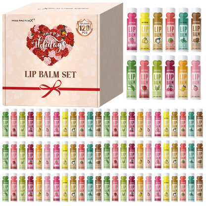Moisturizing Lip Balm Bulk Set 120 Pcs — 12 Flavors Lip Butter with Jojoba Oil, Glossy Natural Shine Long-Lasting Hydration for All Skin Types, Holiday Party Favor Gift for Women Girls