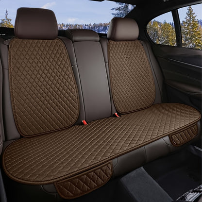 Luxury Car Seat Covers Made of Three-Piece Diamond-Quilted Linen, Designed for All Seasons, Waterproof, And Anti-Slip for Both Front And Rear Seats